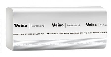 Полотенца для рук Z-сложение Veiro Professional Comfort, цвет белый, 2 слоя, 200 листов, 225х213 мм 