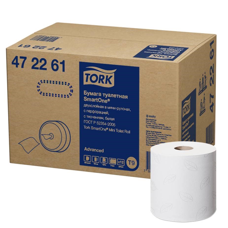  Туалетная бумага Tork SmartOne® в мини-рулонах с ЦВ 2-сл, 12 в коробке