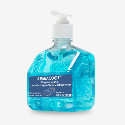  "Альбасофт" жидкое мыло с антибактериальным эффектом, флакон ПЭТ с дозатором 500 мл