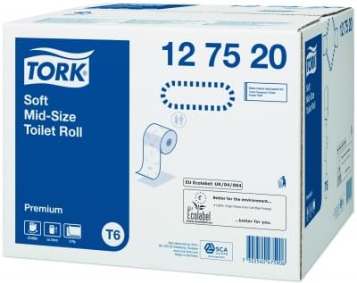 Мягкая туалетная бумага Tork Premium в миди-рулонах