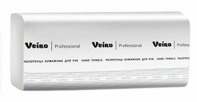 Полотенца для рук V-сложение Veiro Professional Comfort, цвет белый, 2 слоя, 200 листов, 210х216 мм (KV205)