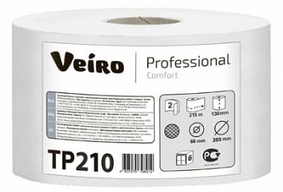 Туалетная бумага в средних рулонах с центральной вытяжкой Veiro Professional Comfort, цвет натуральный, 2 слоя, 215м (TP210)
