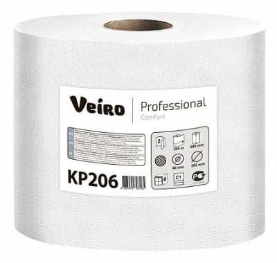 Полотенца бумажные в рулонах с центральной вытяжкой Veiro Professional Comfort, цвет белый, 2 слоя, длина рулона 180 м (KP206)